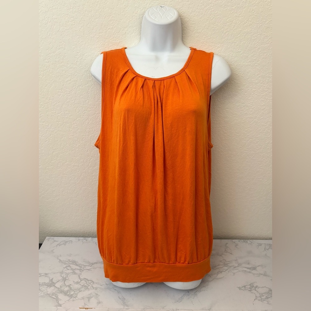 Shiela Rose Sleeveless Top Women’s Sz XL Orange Pleated Pullover Blouse​